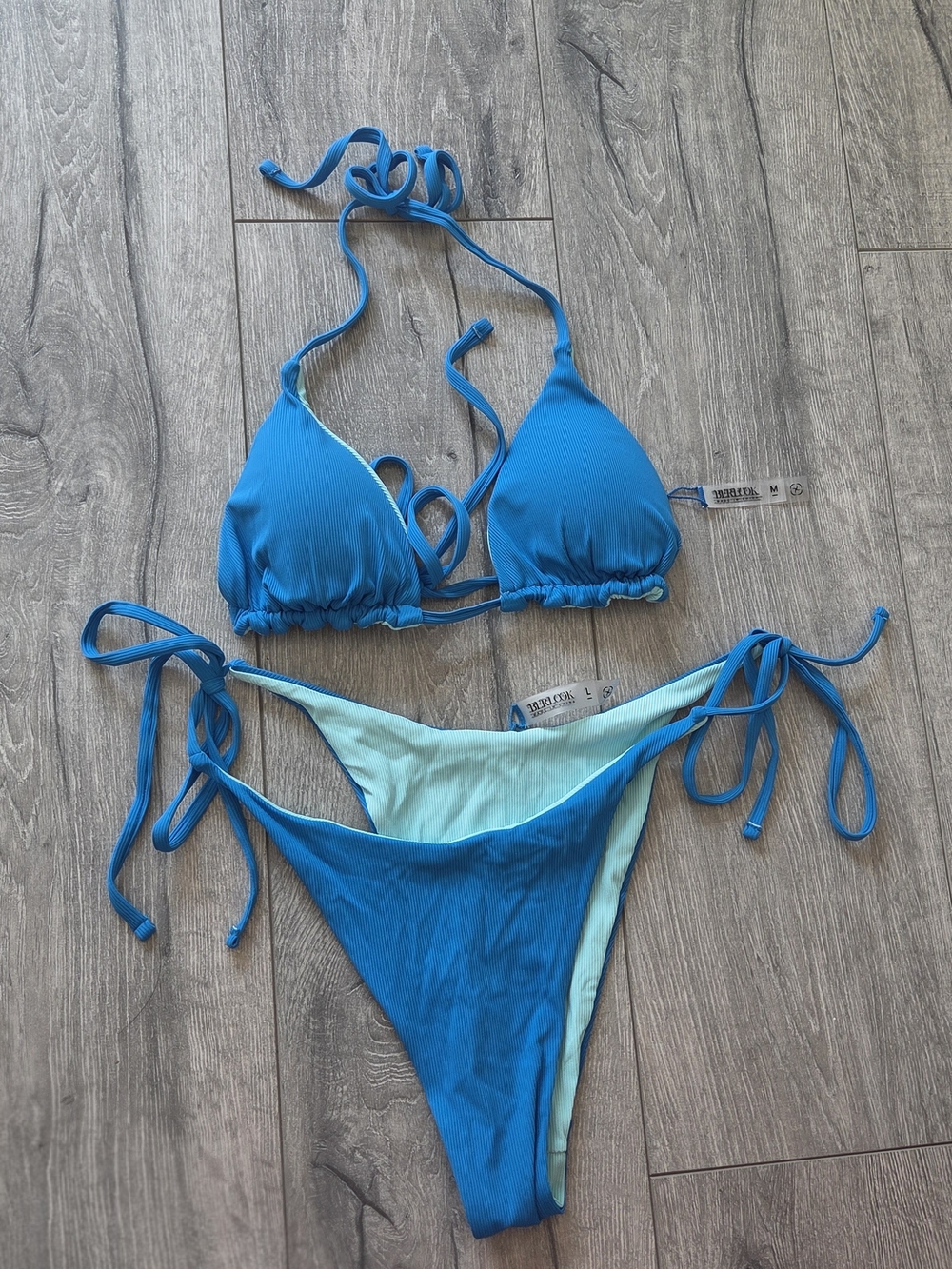 BERLOOK Reversible Blue Triangle Bikini Set - M,L